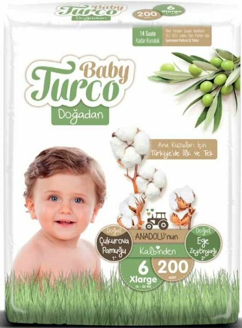 Baby Turco Doğadan Bebek Bezi 6 Numara Xlarge 200 Adet