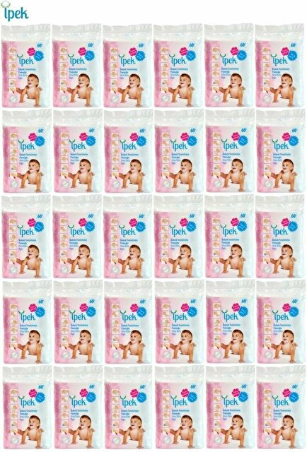 İpek Bebek Temizleme Pamuğu 60 Lı 30 Paket 1800 Yaprak
