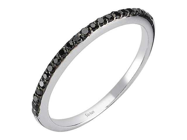 Sirius Siyah Pırlanta Taşlı İnce Yarım Tur Yüzük 0807R0196