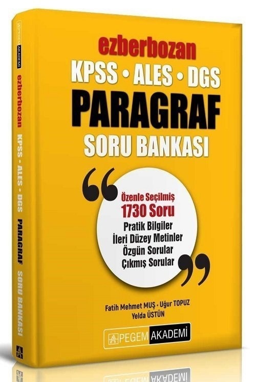 2021 KPSS ALES DGS Ezberbozan Paragraf Soru Bankası Pegem Yayınl