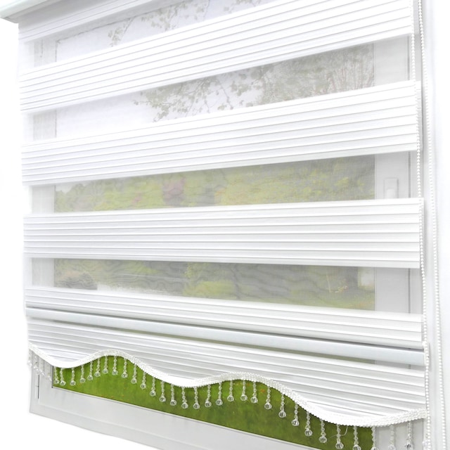 Brillant BEYAZ PLİSELİ ZEBRA STOR PERDE BEYAZ GENİŞ PLİSE