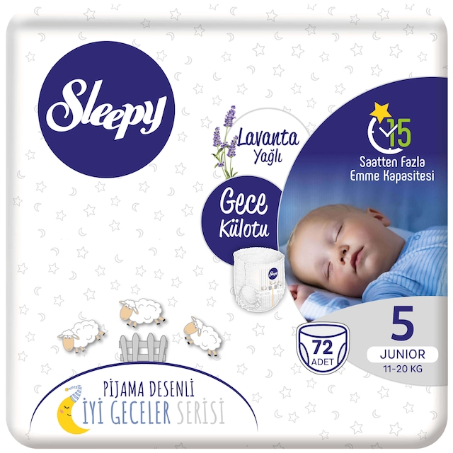 Sleepy Lavanta Yağlı Gece Külotu 5 Numara Junior 72 Adet