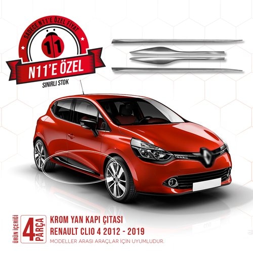 Renault Clio 4 Krom Yan Kapı Çıtası 4 Parça 2012-2021- HB-SW