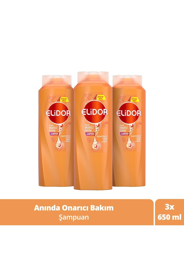 Elidor Anında Onarıcı Bakım Saç Bakım Şampuanı 650 Ml X3