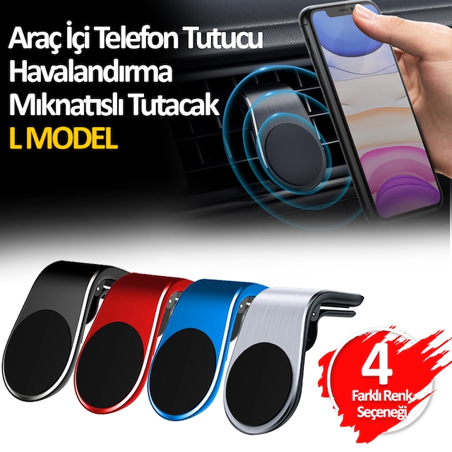 Telefon Tutucu Araç İçi L Tip Mıknatıslı 4 Renk