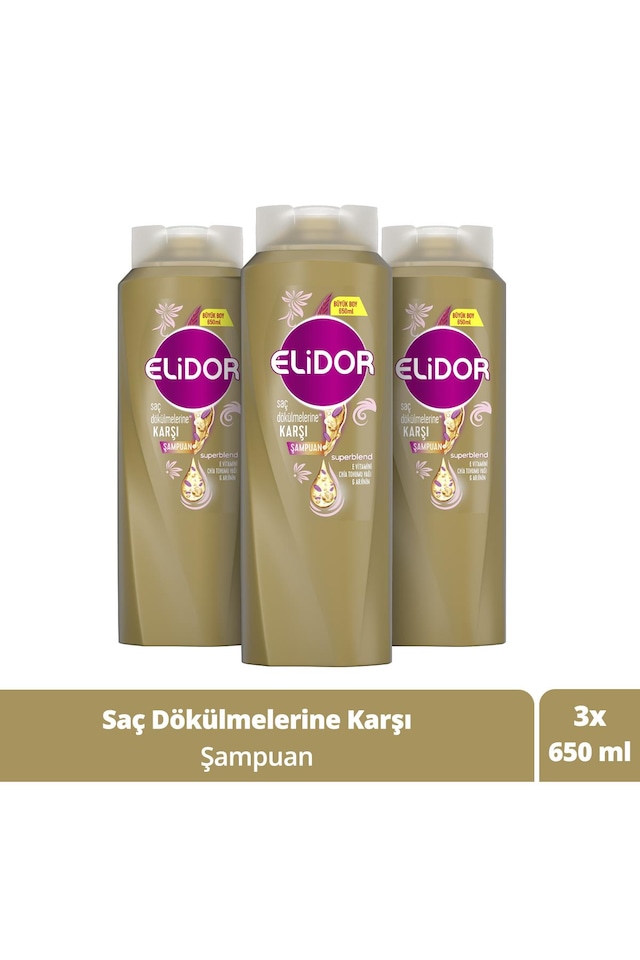 Elidor Saç Dökülmesine Karşı Bakım Saç Bakım Şampuanı 650 ML X3