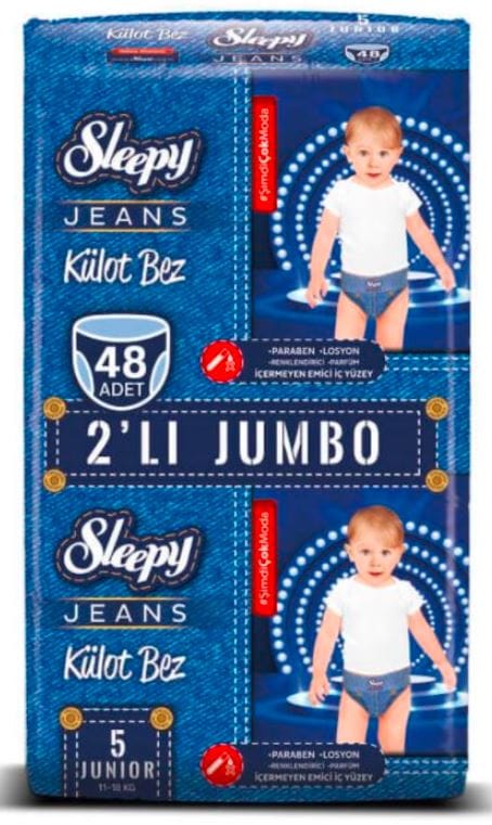Sleepy Jeans Natural Külot Bez 5 Numara Junior 2'li Jumbo 48 Adet
