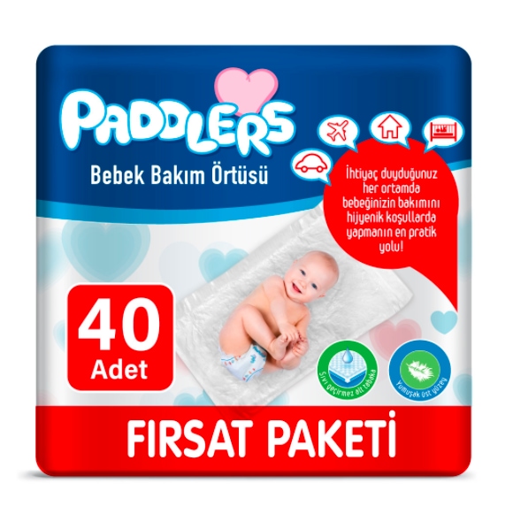 Paddlers Bebek Bakım Örtüsü 60 x 60 CM 4 x 10 Adet