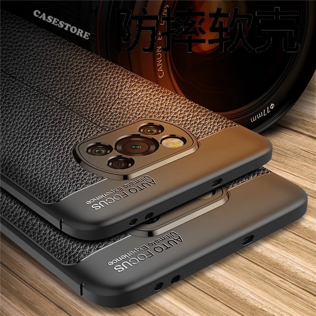 Xiaomi Poco X3 Pro Kılıf Kamera Lens Korumalı Deri Doku Silikon