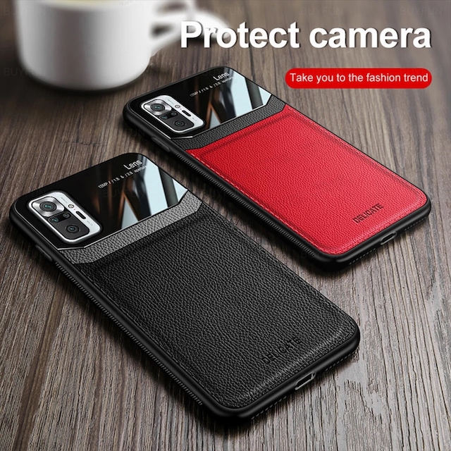 Xiaomi Redmi Note 10 Pro Kılıf Kamera Koruma Deri Dokulu Kapak