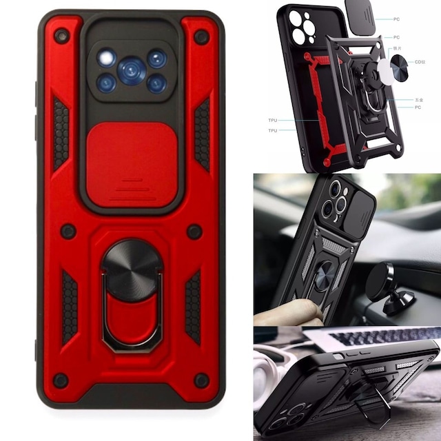 Xiaomi Poco X3 Pro Ve X3 Kılıf Kamera Sürgülü Standlı Lüx Silikon