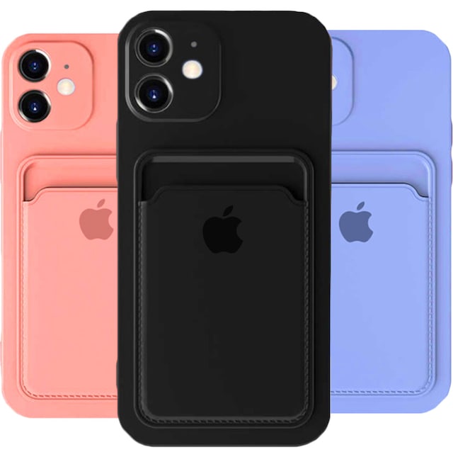 Apple iPhone 11 Kılıf Logolu Lansman Kartlık Bölmeli Silikon Kap