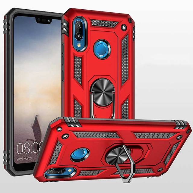 Huawei P20 Lite Kılıf Yüzüklü Mıknatıslı Stand Tam Tank Koruma