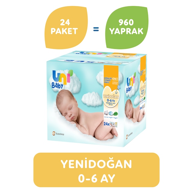 Uni Baby Yenidoğan Islak Mendil 24 x 40'lı
