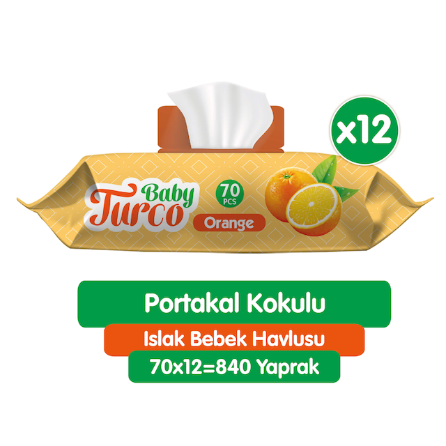Baby Turco Portakal Kokulu Islak Bebek Havlusu 12 x 70 Adet