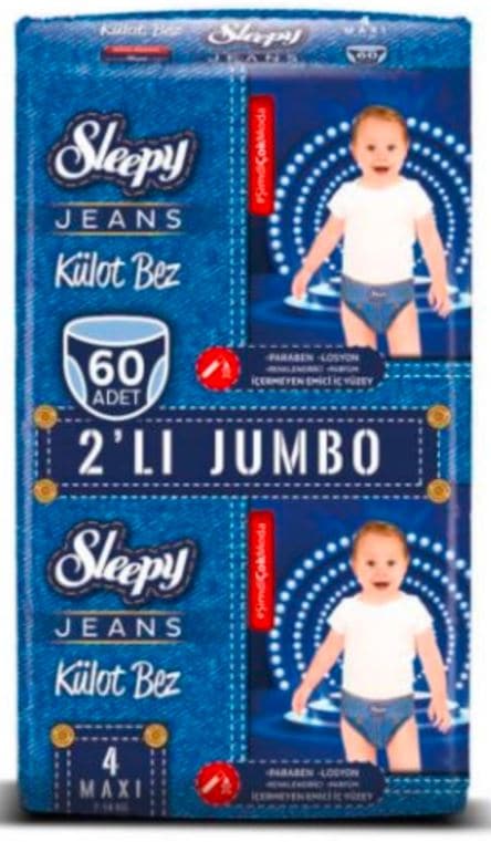 Sleepy Jeans Külot Bez 4 Numara Maxi 2'li Jumbo 60 Adet