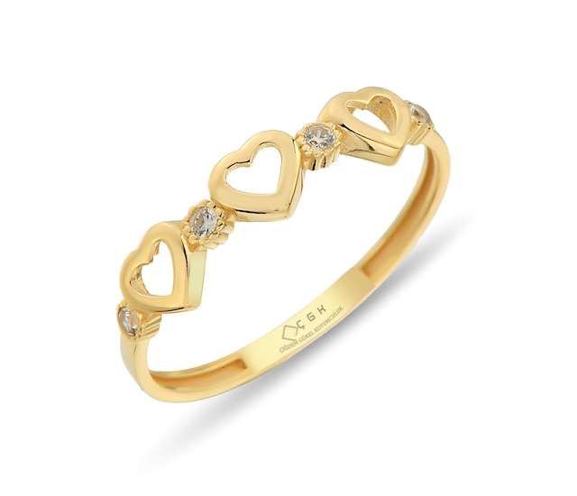 Çıtır Kalpler Altın Yüzük