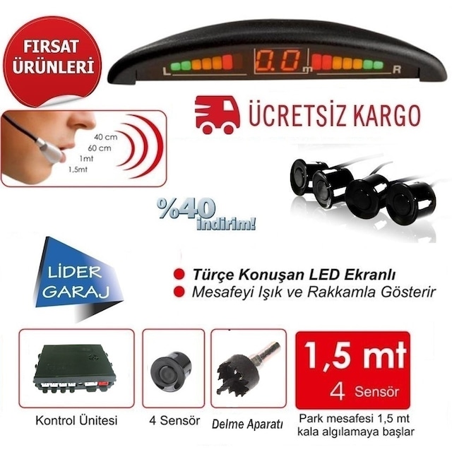 Türkçe Konuşan Park Sensörü 4 Gözlü