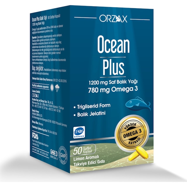 Ocean Plus 1200 Mg 50 kapsül Balık Yağı Skt 2023