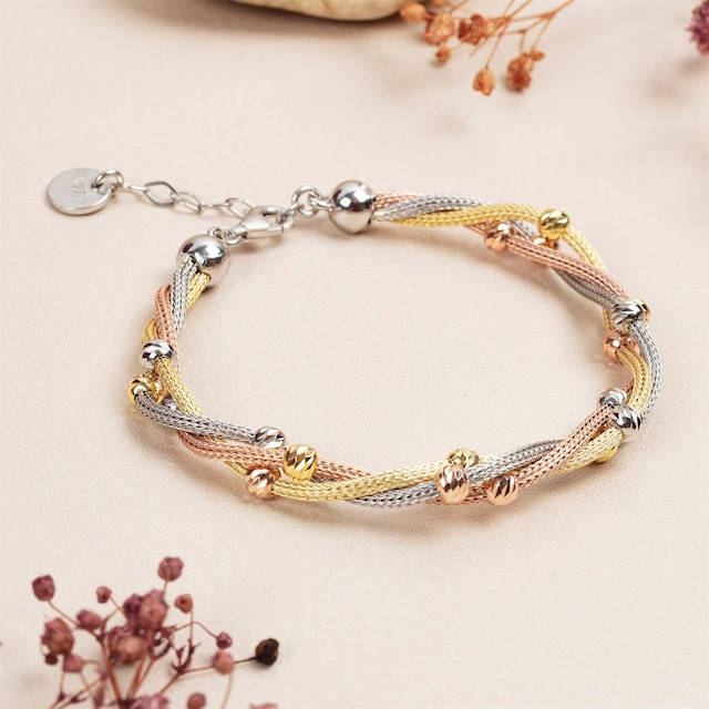 Üçlü Burma Toplu Gümüş Dorika Bayan Bileklik