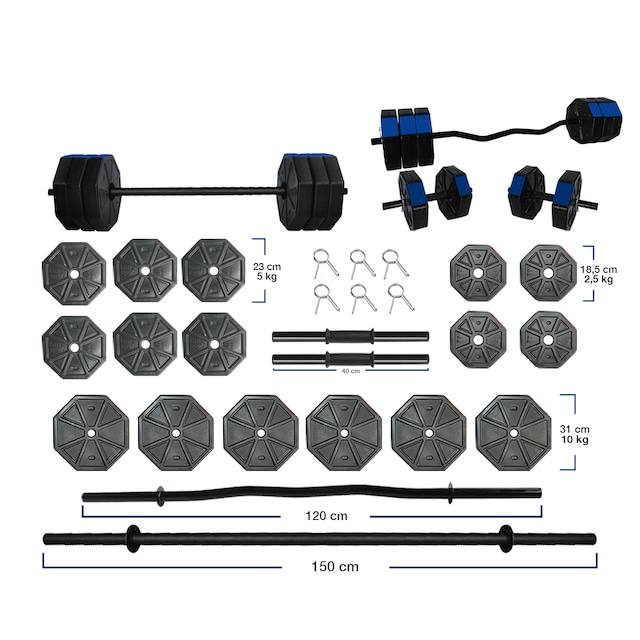 TanSpor 100 Kg Dambıl Halter  FULL KISA + UZUN DÜZ + Z BAR SETİ