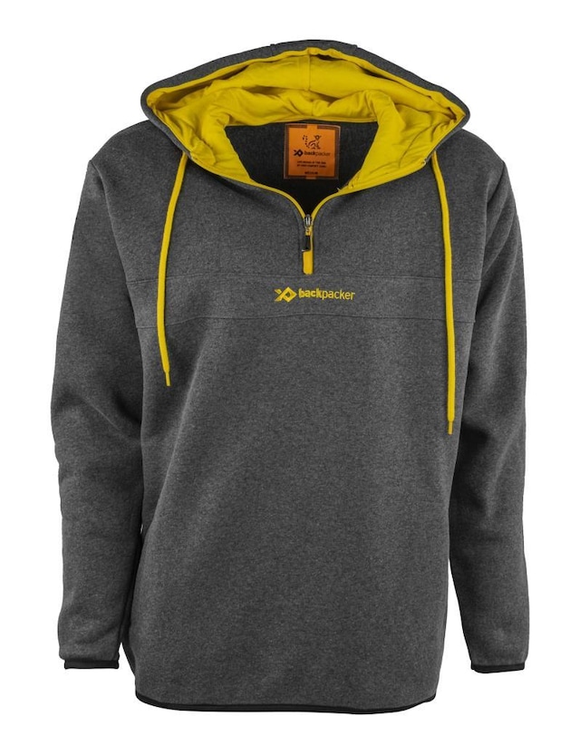 Backpacker Kapüşonlu Yarım Fermuarlı Gri Erkek Sweatshirt