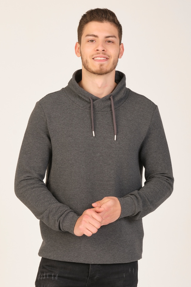 MASCARANO Erkek Antrasit Şal Yaka Esnek Kumaş Sweatshirt