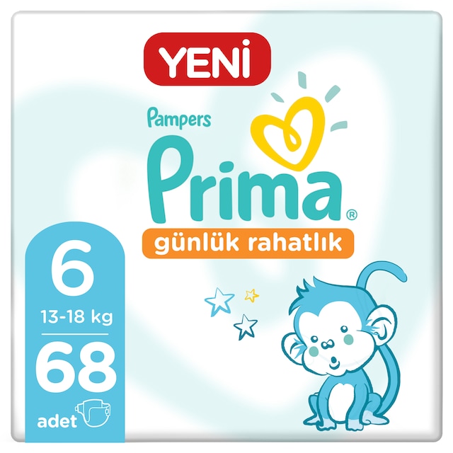 Prima Pampers Günlük Rahatlık Bebek Bezi 13-18 KG 6 Beden 4 x 17 Adet