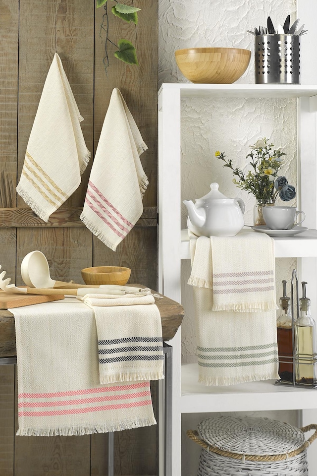 6'lı Havlu Seti %100 Pamuk 30x50 CM - ÇİZGİ