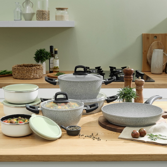 Emsan One And All Lav Grey 13 Parça Granit Tencere ve Emaye Sakla