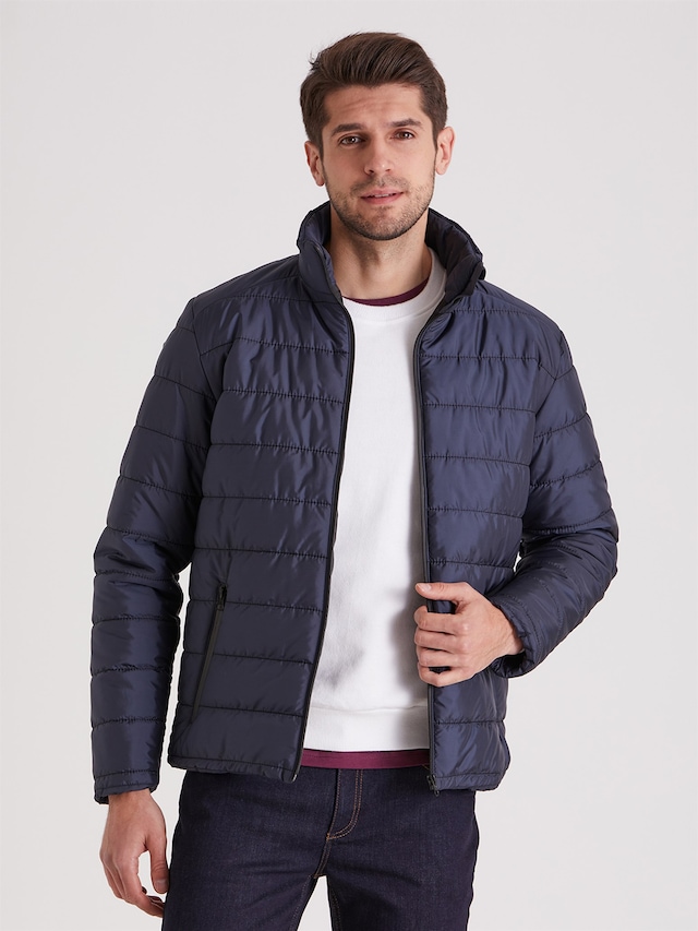 LACİVERT ERKEK ŞİŞME MONT - SLIM FIT