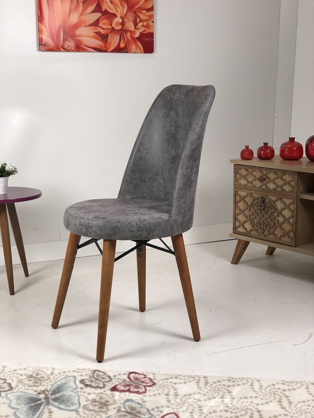 Erva Ceviz Ağaç Ayaklı Gold Sandalye