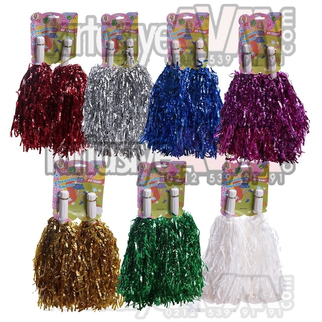 Kaliteli Dolgun Metalize Gösteri Ponponu 2'li Set 9 Farklı Renk