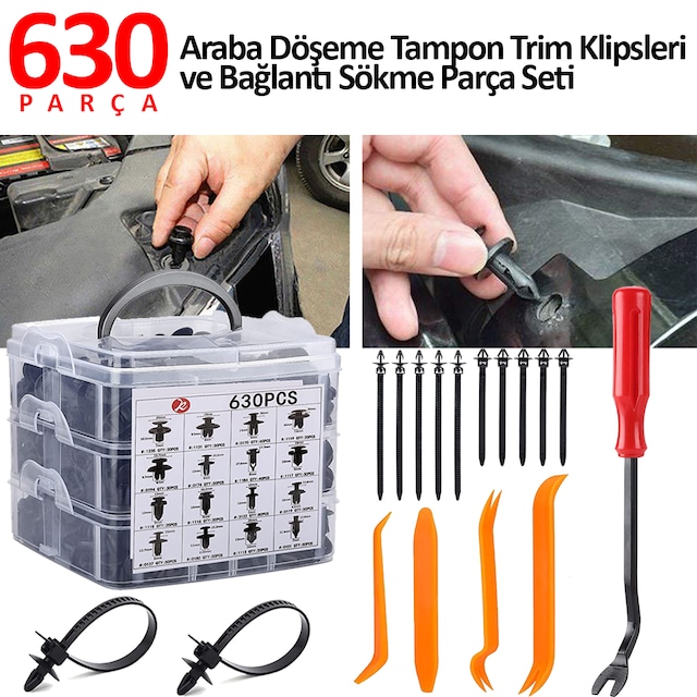Klips Araba Kapı Tampon Plastik Panel İtme Pim Tutucu 630 Parça