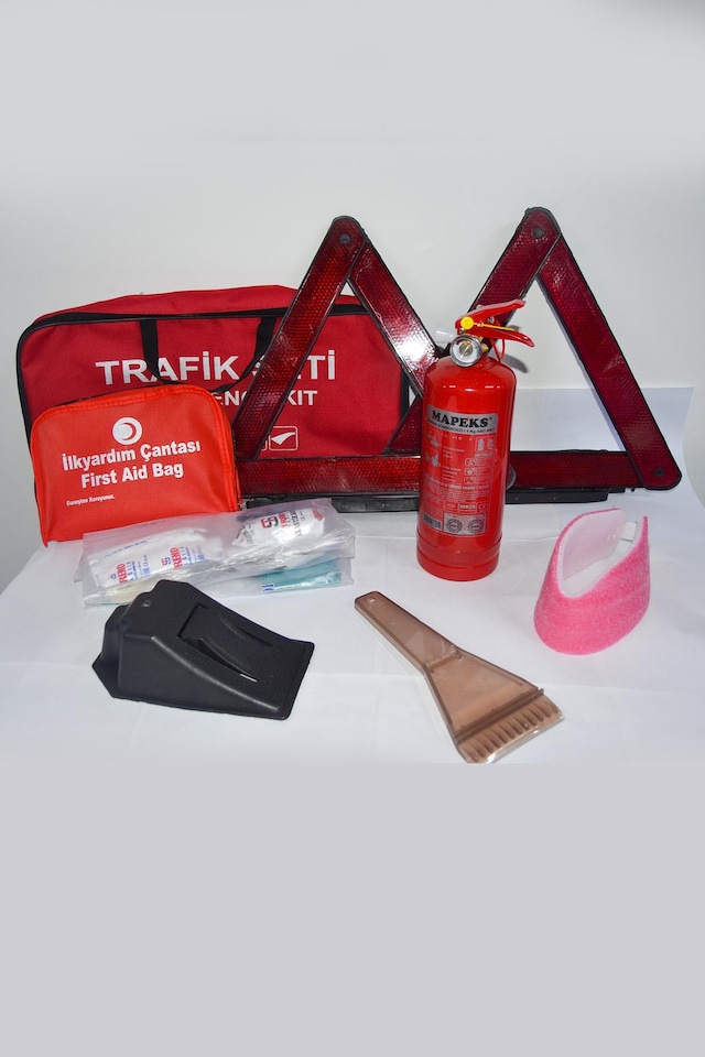 Dikdörtgen Trafik ve İlkyardım Seti Çantası Reflektör ve Mapeks A