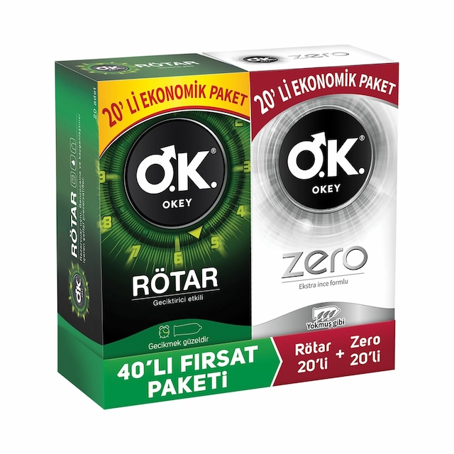 Okey Rötar Geciktiricili 20'li ve Okey Zero 20'li Prezervatif