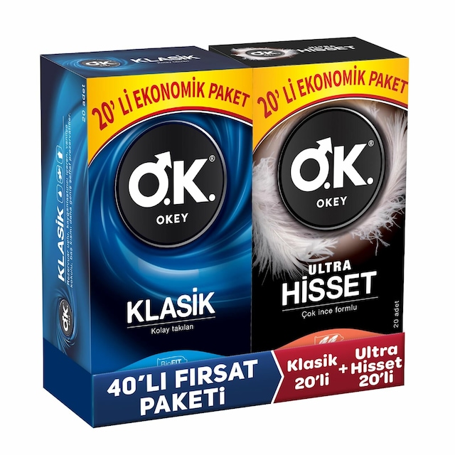 Okey Ultra Hisset 20'li Prezervatif & OKEY Klasik 20'li Prezervat