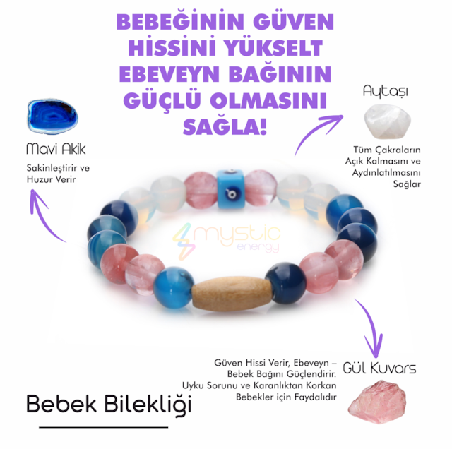 Doğal Taş Kız Erkek BEBEK Bilekliği