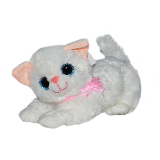 Miyavlayan Sesli Yatan Oyuncak Peluş Kedi - 25 cm