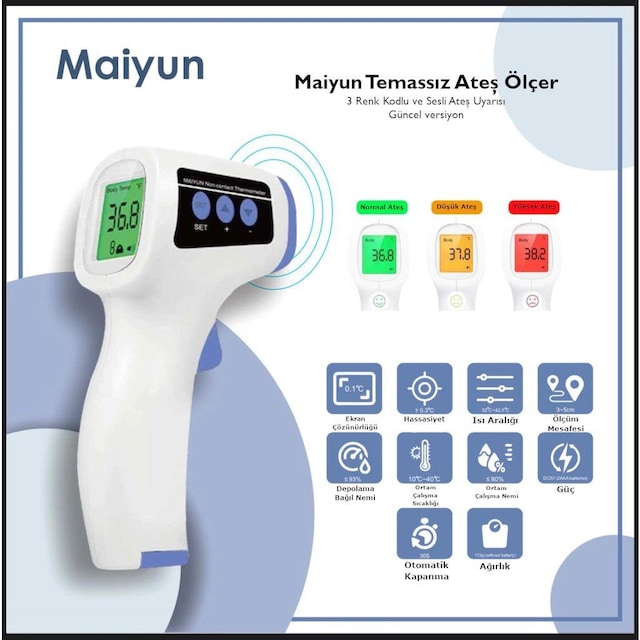 Maiyun HX-YL001 Renkli Uyarı Tabanca Tipi Temassız Ateş Ölçer