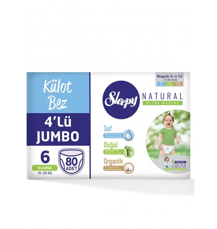 Sleepy Natural Külot Bez 6 Numara Xlarge 4'lü Jumbo 80 Adet