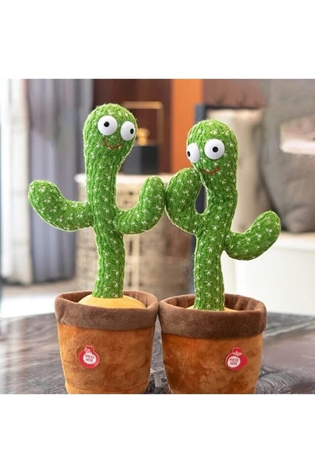 KİDS Konuşan Dans Eden, Müzikli Işıklı Saksı Kaktüs Peluş Oyuncak