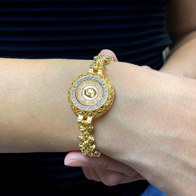 8 Ayar Altın Baskı Çeyrek Dorika Toplu Bileklik