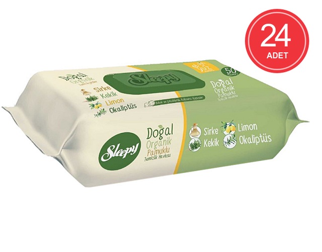 Sleepy Doğal Organik Pamuklu Temizlik Havlusu 24 x 50'li