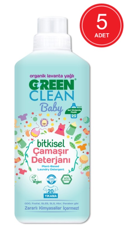 U Green Clean Baby Organik Lavanta Yağlı Bitkisel Çamaşır Deterjanı 5 x 1 L
