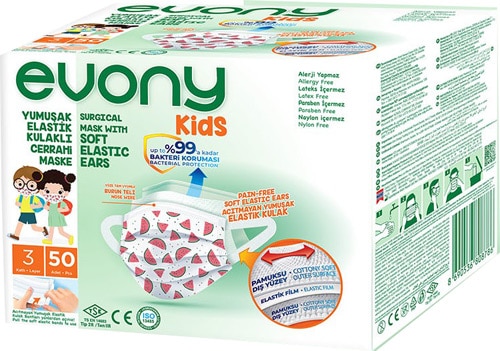 Evony Kids 3 Katlı Cerrahi Maske 50li