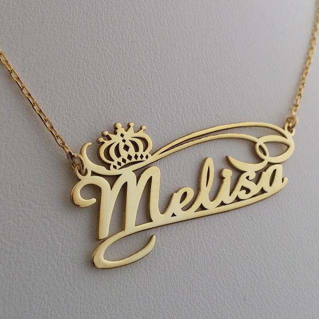 925 Ayar Gümüş Kolye İsimli Kolye Taçlı Kolye İsim Kolye