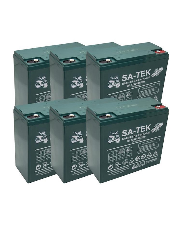 SA-TEK 6'lı SET 12V 24 AH ELEKTRİKLİ MOTORSİKLET AKÜSÜ