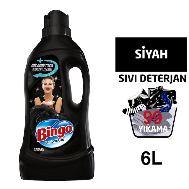 Bingo Siyah Sıvı Bakım Çamaşır Deterjanı 3 x 2 L