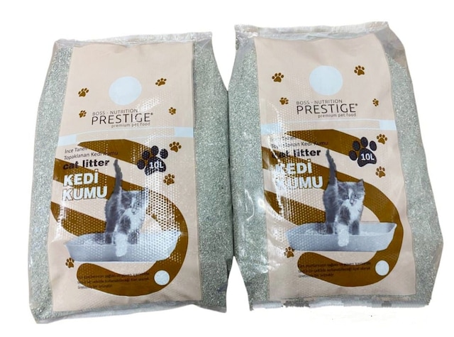 Prestige Doğal Kokusuz İnce Taneli Topaklaşan Bentonit Kedi Kumu 2 x 10 L